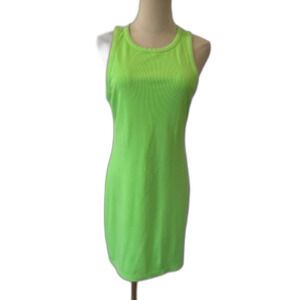 Talentless Tank Dress Lime Green Ribbed Mini Sleeveless Large Modal